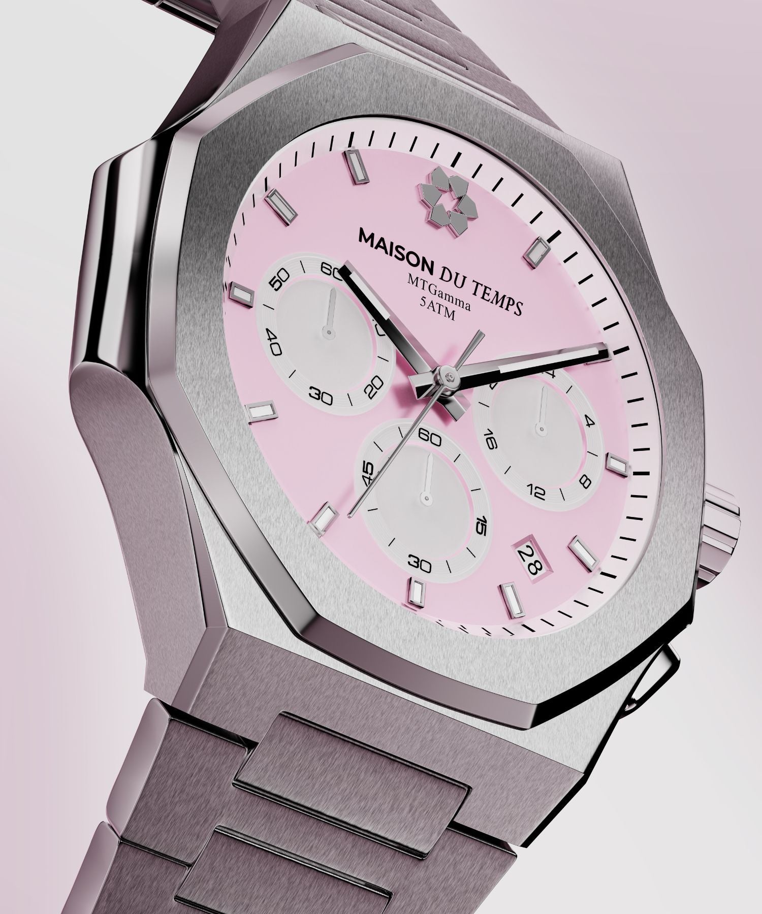 Montre chronographe cadran rose Miyota quartz 