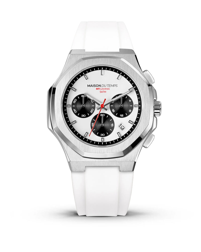 Cronografo MTGamma in silicone bianco bianco
