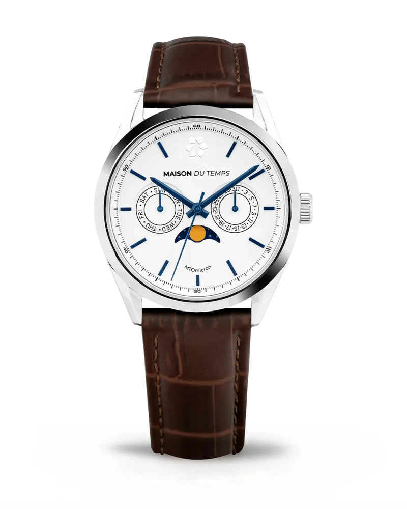 MTOmicron MoonPhase Pelle Bianca Marrone
