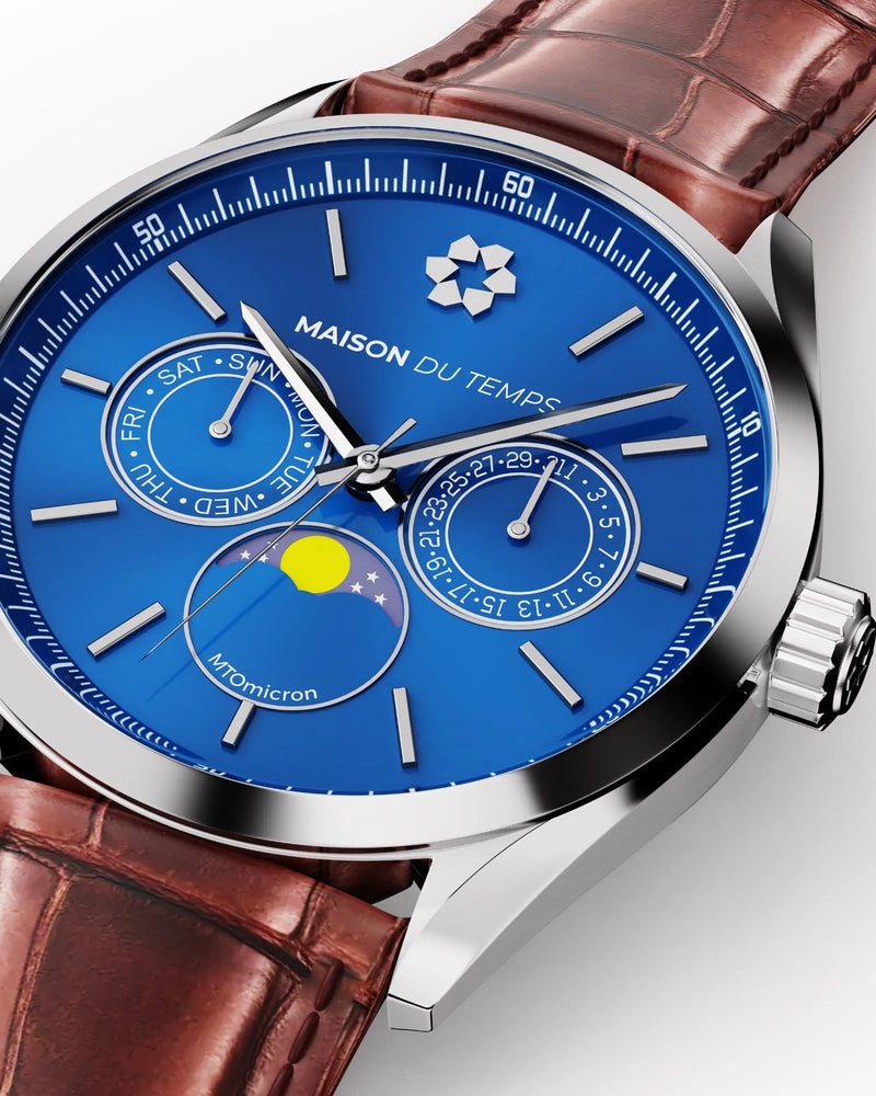 MTOmicron MoonPhase Blu Pelle Marrone
